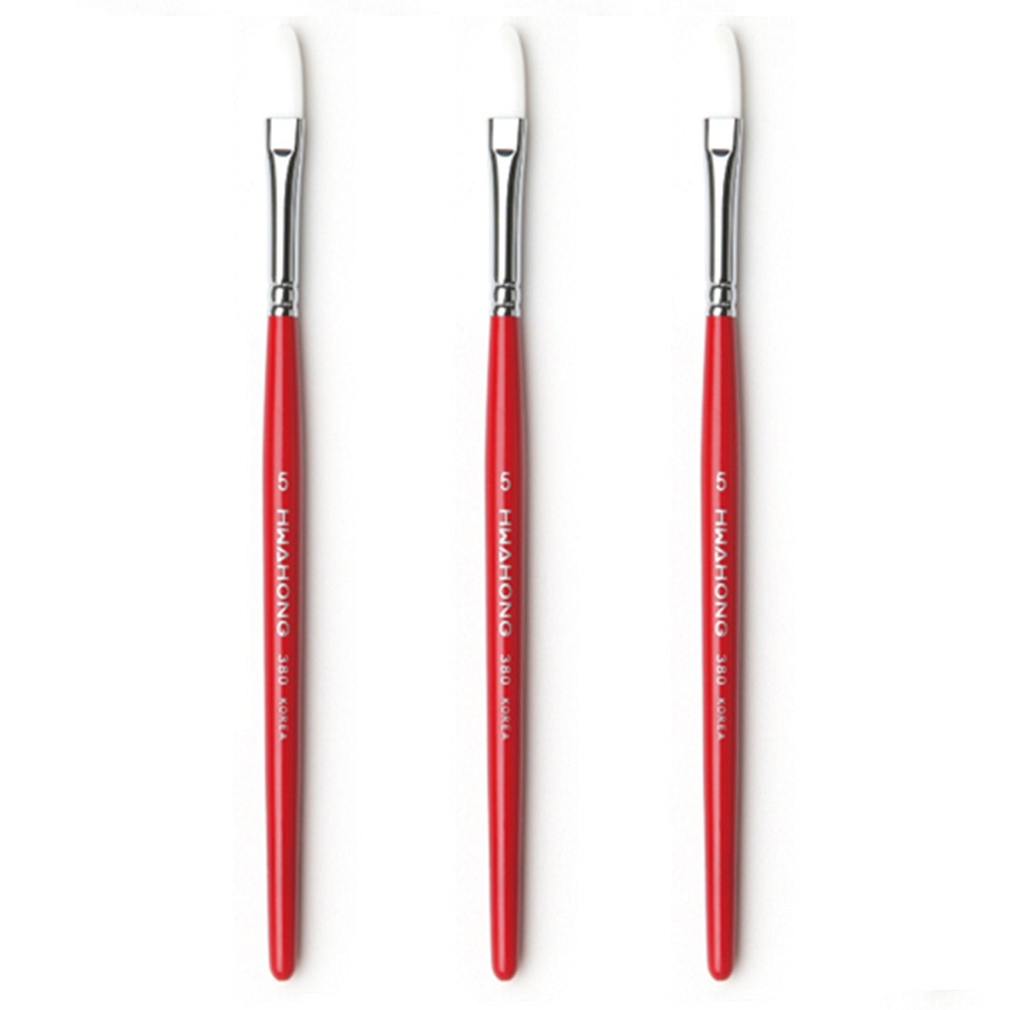 Hwahong ファホン 380 アーティスト フラットブラシ 5号 x 3個セット 専門家 フラット化粧用ブラシ筆