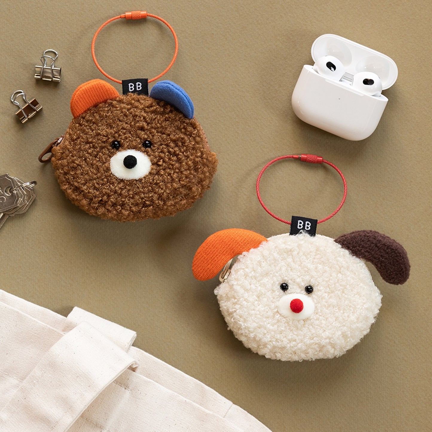 ブランチブラザー 韓国 キャラクター AirPods pro ケース AirPods ケース ポーチ キーリング付き 4つのかわいいデザイン