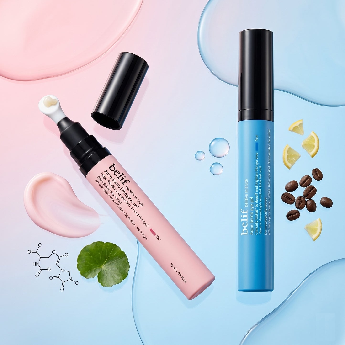 ビリーフ アクアボム アイジェル デュオ 15ml×2 水分アイジェル + リフティングアイジェル 2個セット 保湿 目元ケア 韓国コスメ