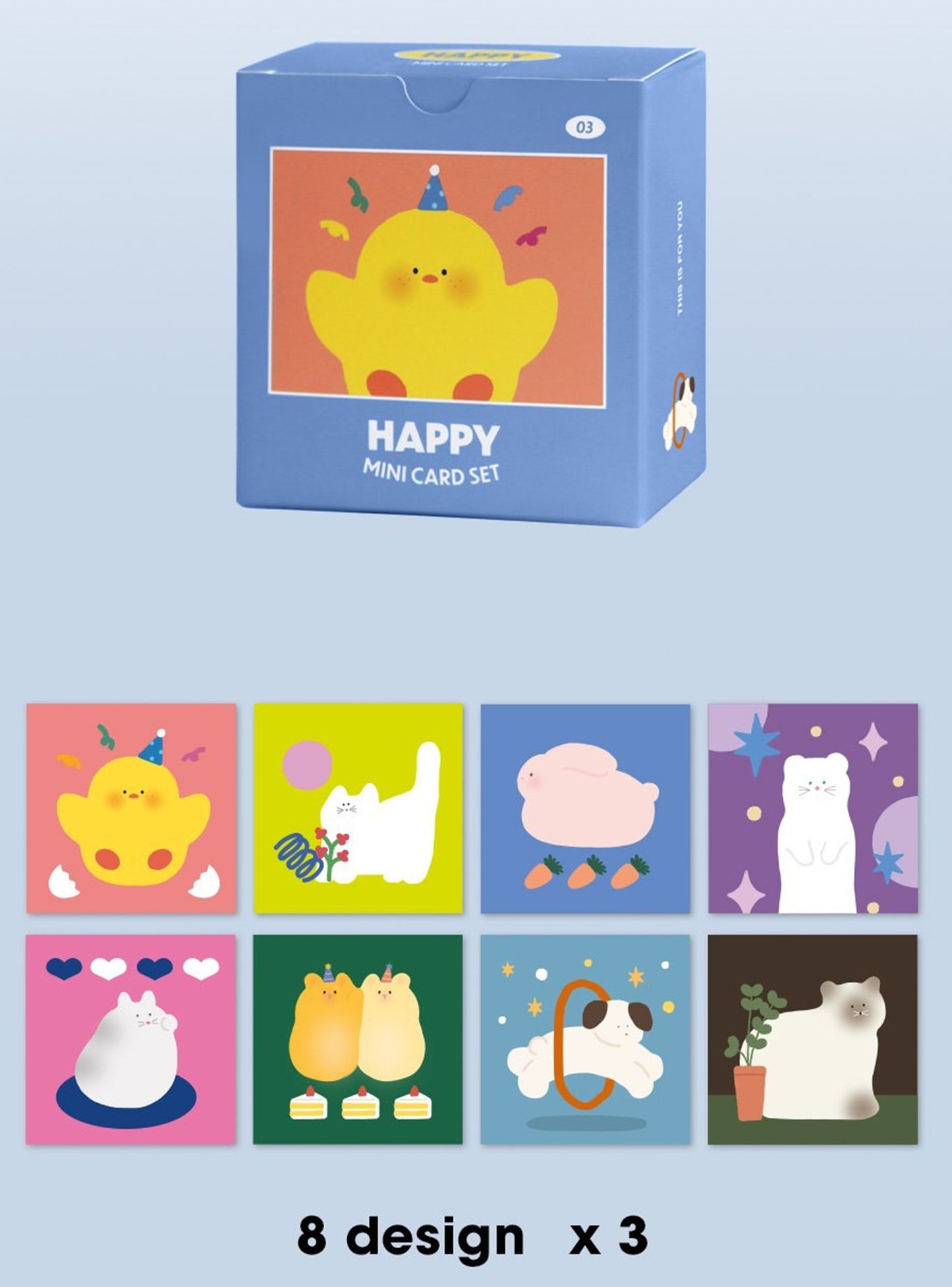 アイコニック 韓国 ミニカードレター&封筒セット ハッピー 動物フレンズ キャラクター入り 可愛いギフト用 レターカード&イエロー封筒 24枚セット 文房具