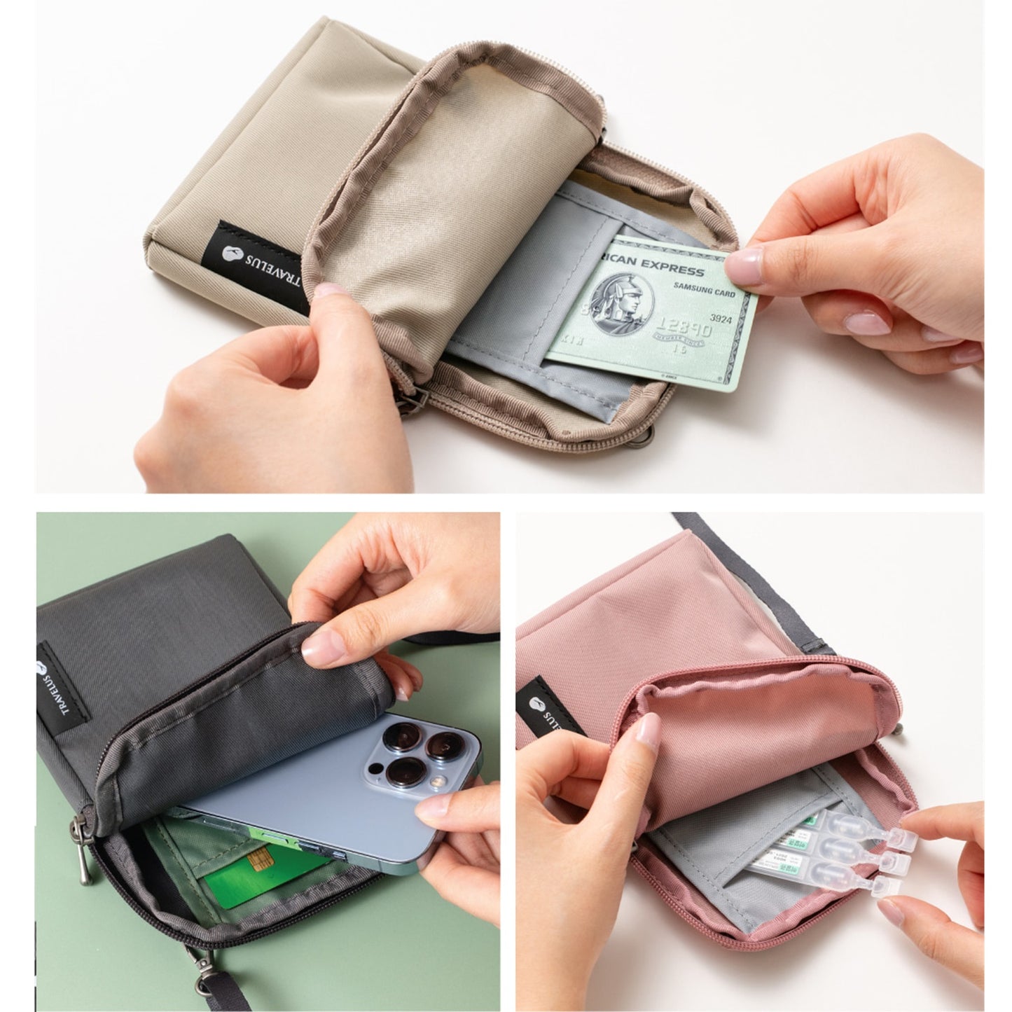 バイフルデザイン 韓国 スマホ用バッグ 軽量クロスバッグ スマホ収納ポケット付き コンパクトショルダーバッグ ミニ ショルダーバッグ 斜め掛けバッグ メッセンジャーバッグ トラベルポーチ旅行用