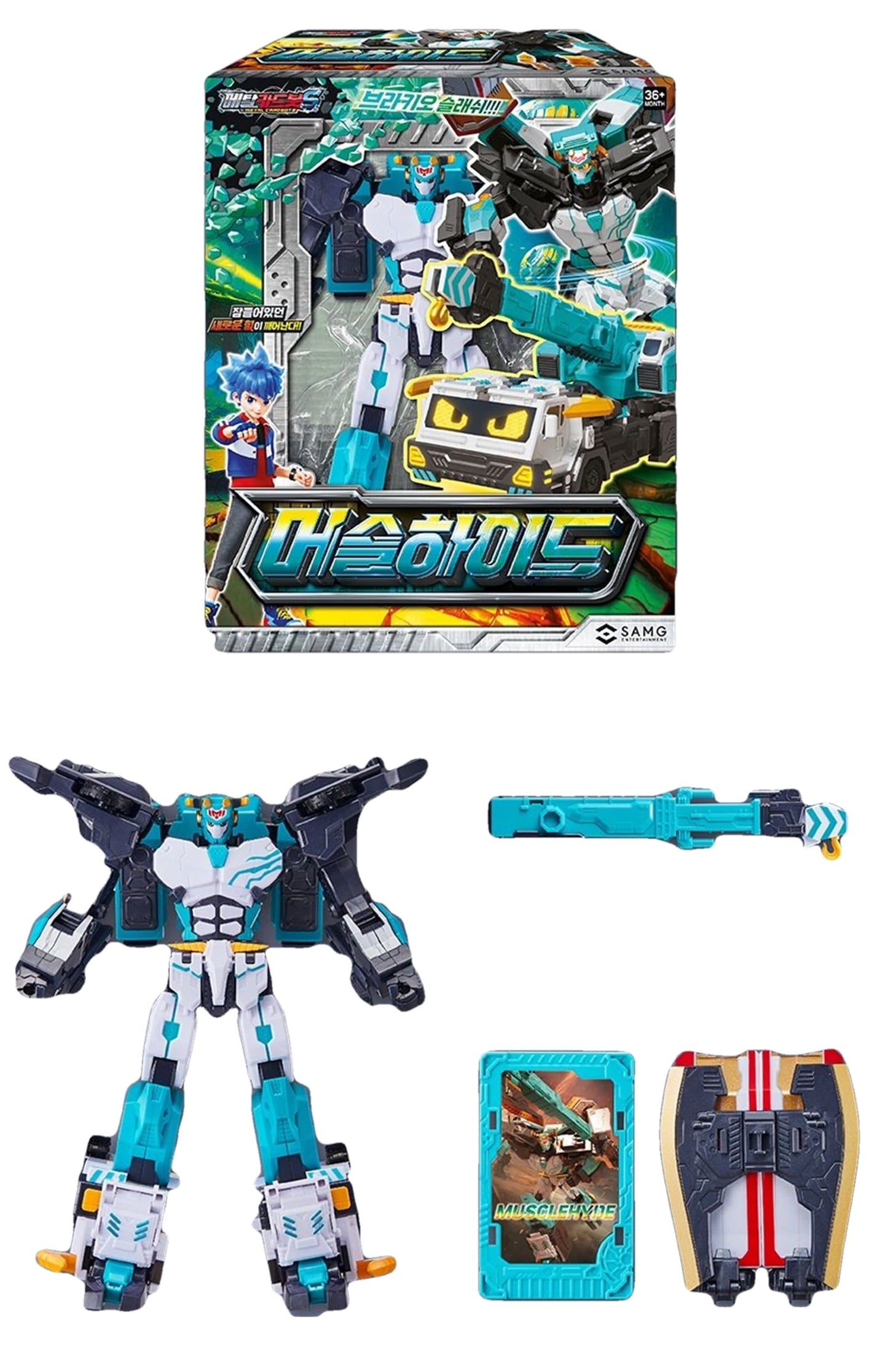メタルカードボット S マッスルハイド 韓国変形ロボット クレーン&外刃アックス付
