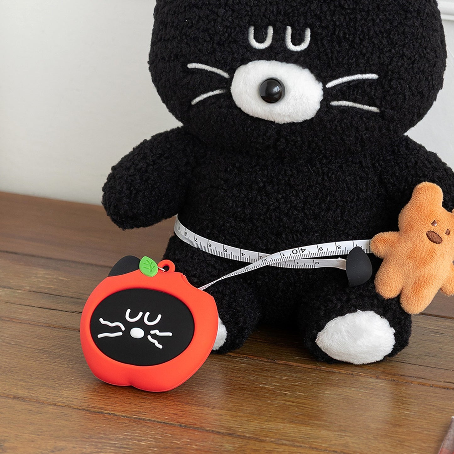 ブランチブラザー 韓国 黒猫 キーホルダー テープメジャー付き シリコン製 ぬいぐるみ キーリング ギフト雑貨