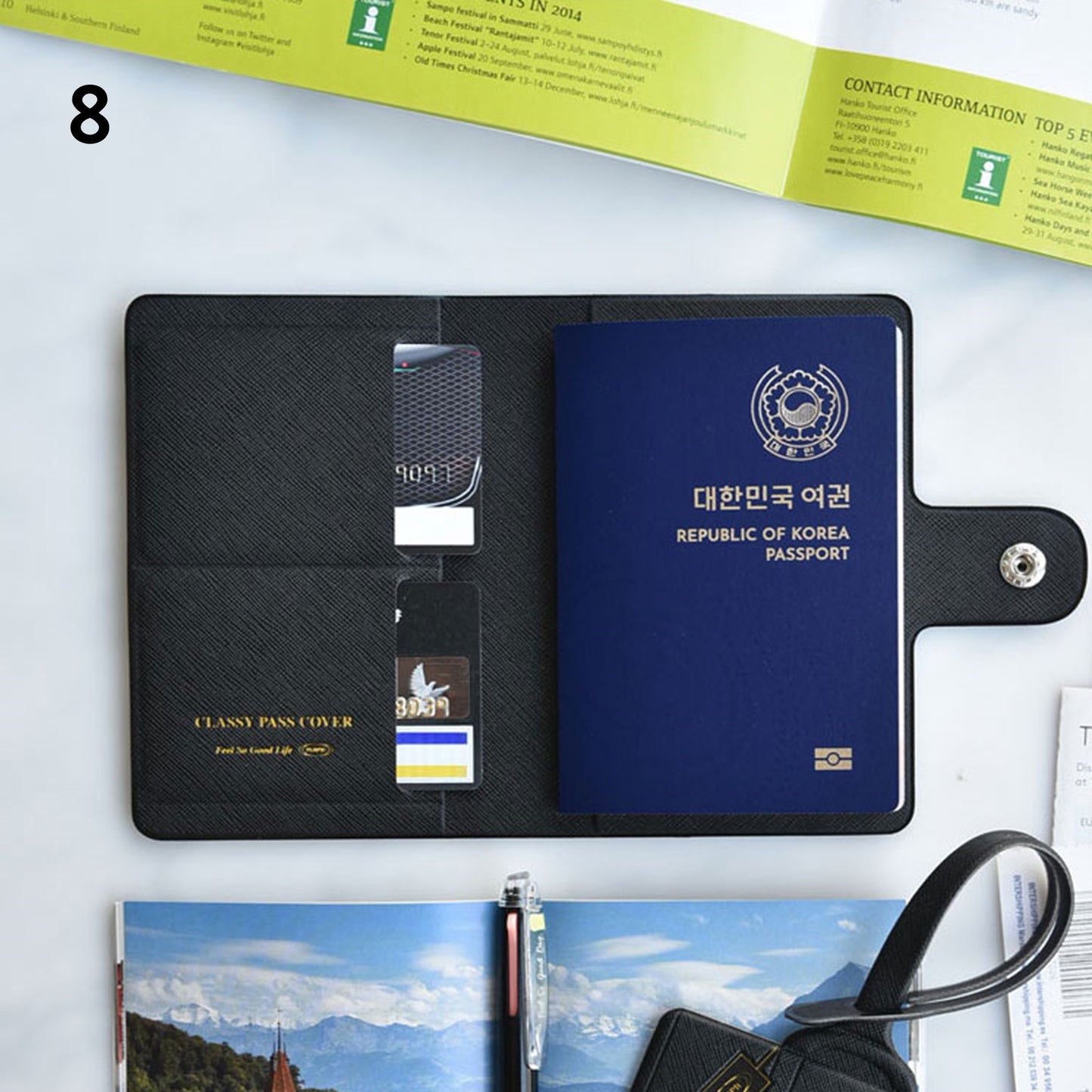 韓国 パスポートケース RFID スキミング防止 ヴィーガンレザー カード USIM 身分証明書 収納 全8色