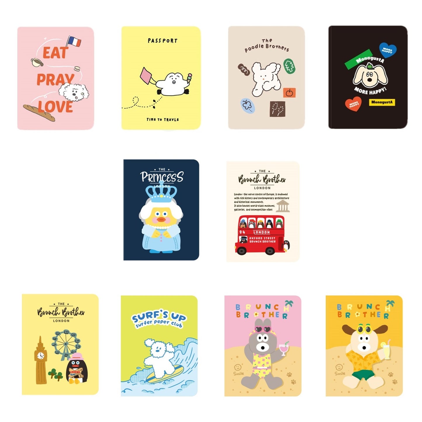ブランチブラザー パスポートケース 韓国 かわいい キャラクター ブランド (10種類のキャラクター)