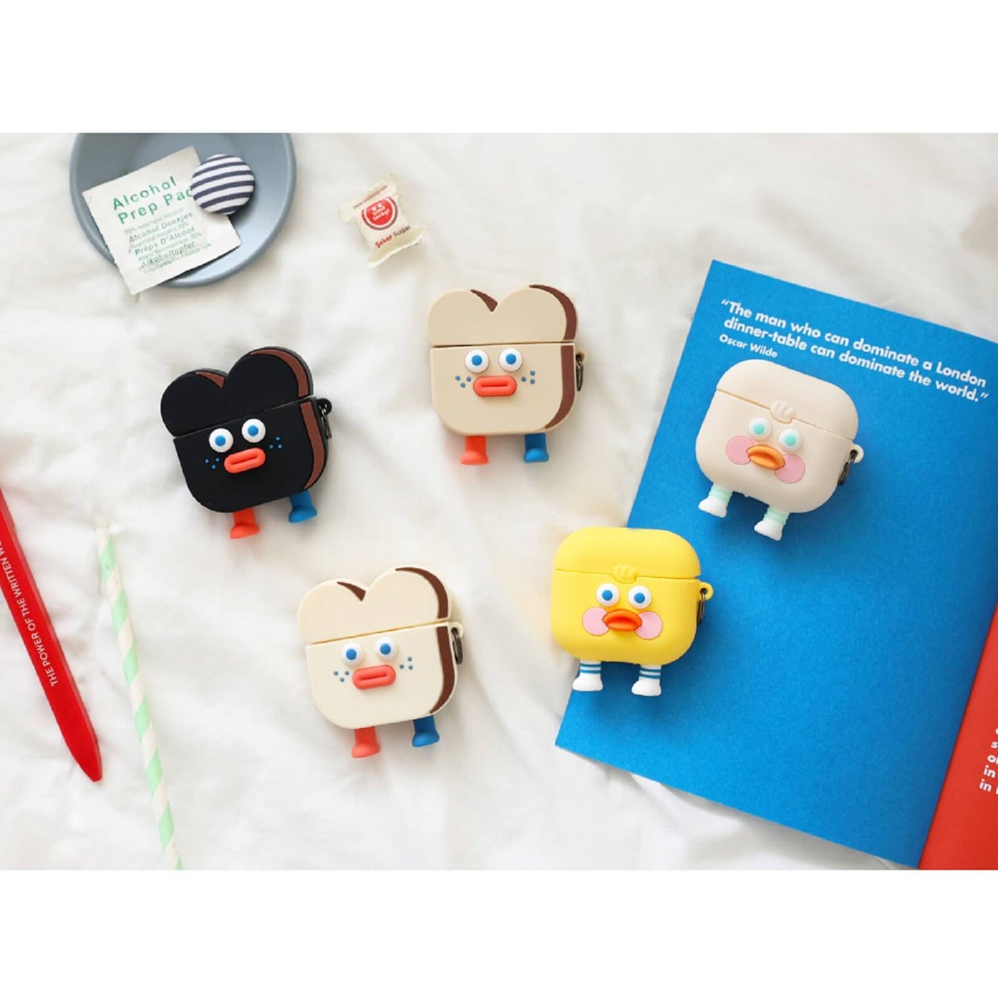 ブランチブラザー 食パンアヒル韓国キャラクターイラスト AirPods 第3世代 互換シリコーンケースカバー