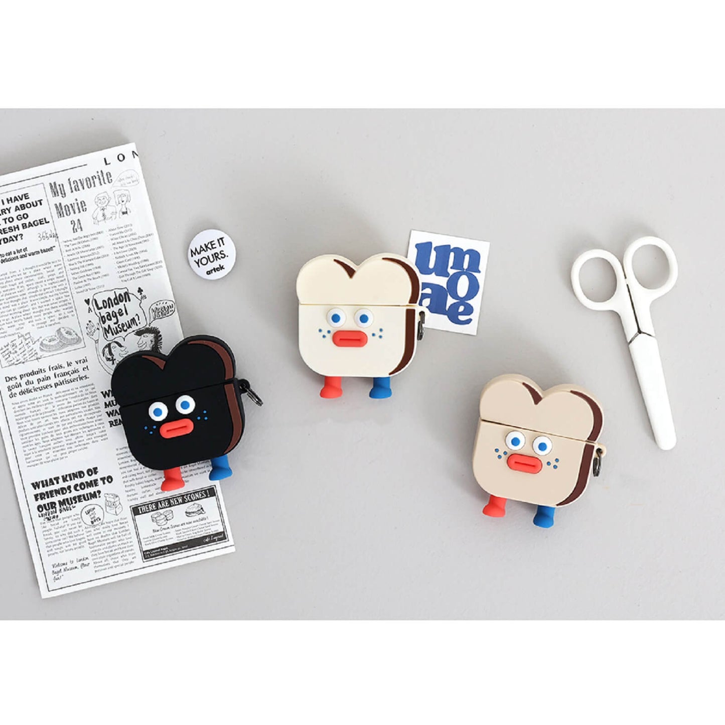 ブランチブラザー 食パンアヒル韓国キャラクターイラスト AirPods 第3世代 互換シリコーンケースカバー