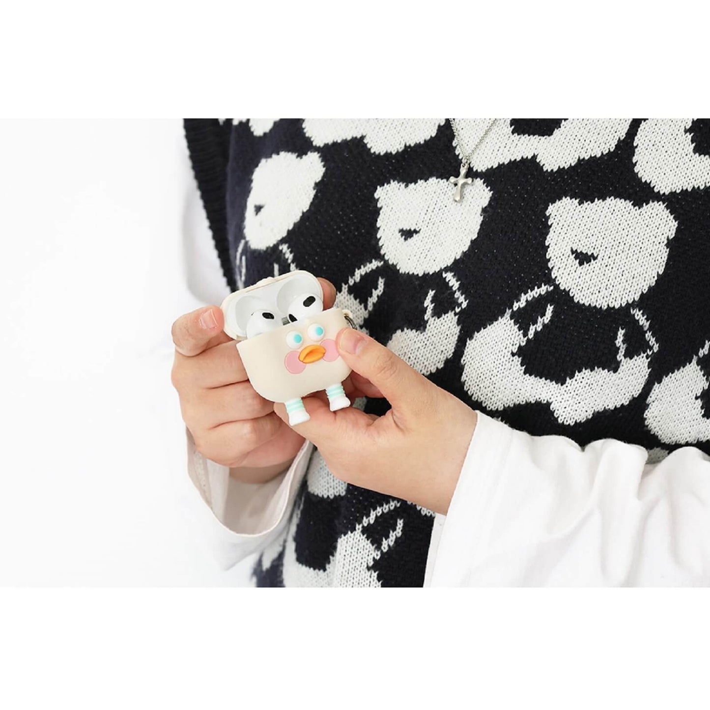 ブランチブラザー 食パンアヒル韓国キャラクターイラスト AirPods 第3世代 互換シリコーンケースカバー