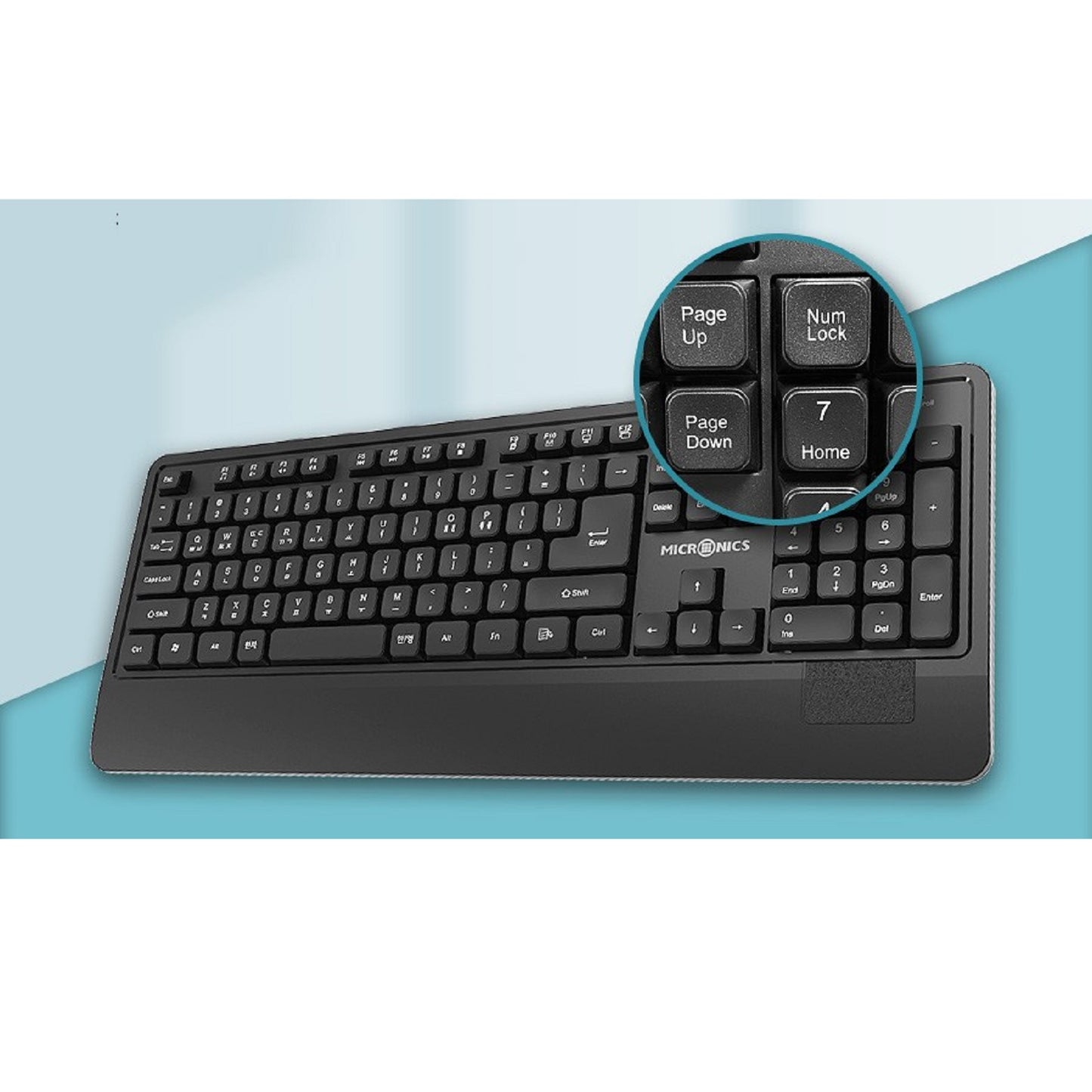 Micronics 有線 韓国語 ハングル キーボード 一体型パームレスト USB メンブレン タイプ