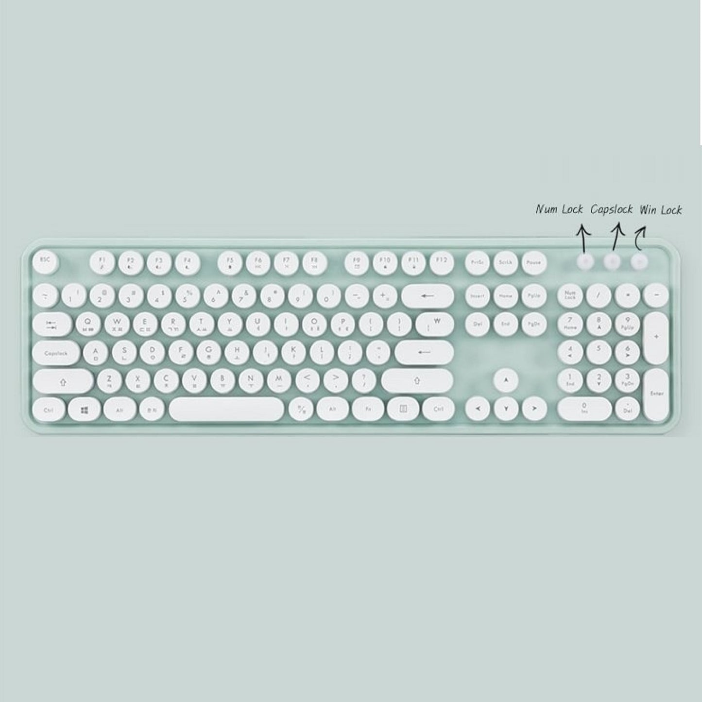 Actto 韓国語有線レトロキーボード ハングル キーボード USB メンブレン (ミント)