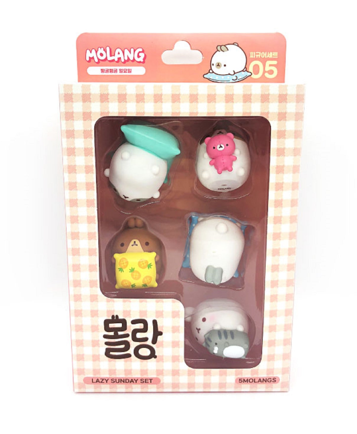 モルラン ミニサイズフィギュア5種セットだるい日曜日韓国キャラクター おもちゃ Molang