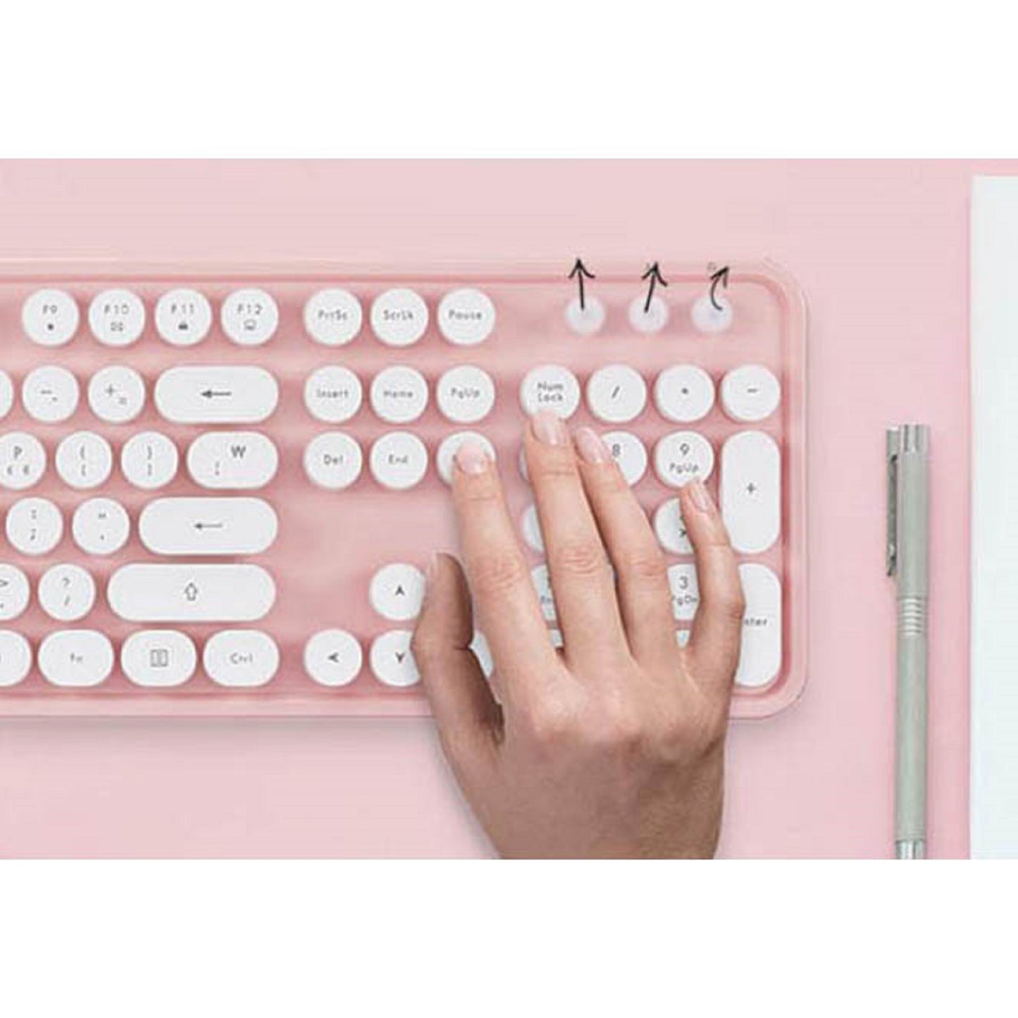 Actto 韓国語有線レトロキーボード ハングル キーボード USB メンブレン (ピンク)