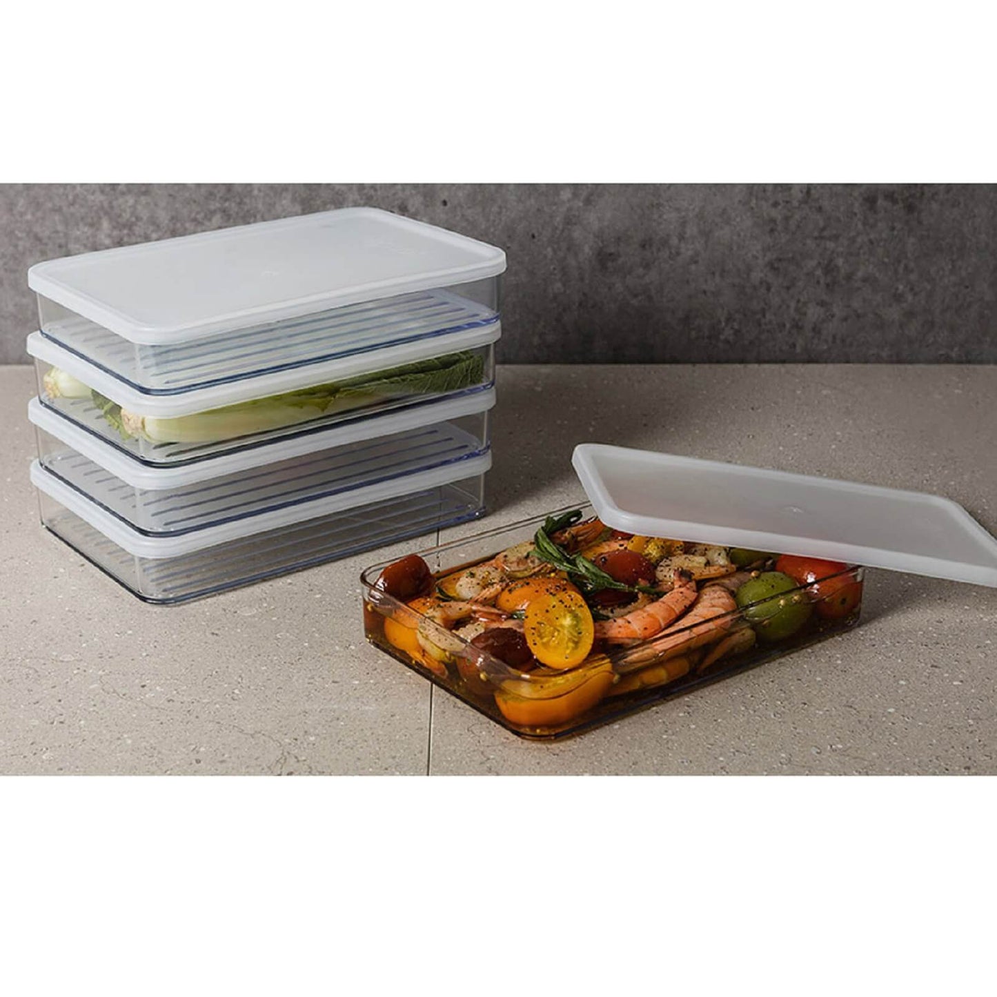 シリクック 冷蔵庫食品保存容器韓国収納コンテナー (深い2号5個+平たい2号5個)