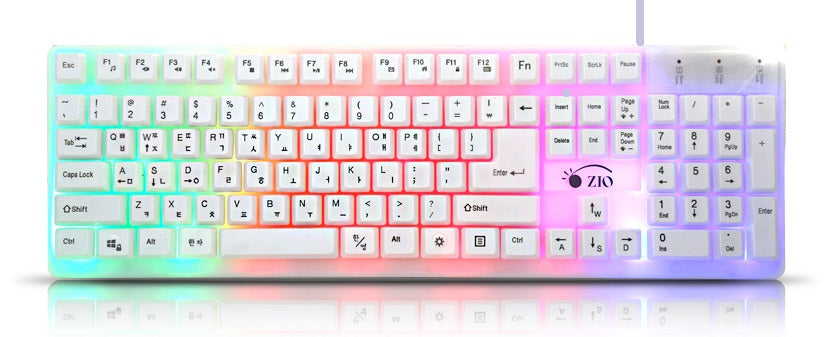 Zio レインボーLED 韓国語有線キーボード USB メンブレン キーボード キーボードキースキン
