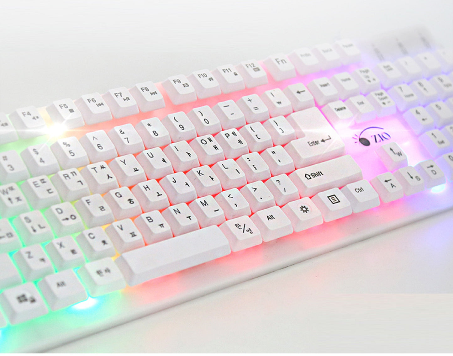 Zio レインボーLED 韓国語有線キーボード USB メンブレン キーボード キーボードキースキン