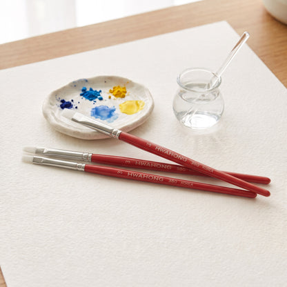 Hwahong ファホン 380F 3号 ブラシ 3本 セット 平筆 アートブラシ 水彩画 アクリル画 ネイルアート プラモデル トールペイント 画材 筆 韓国