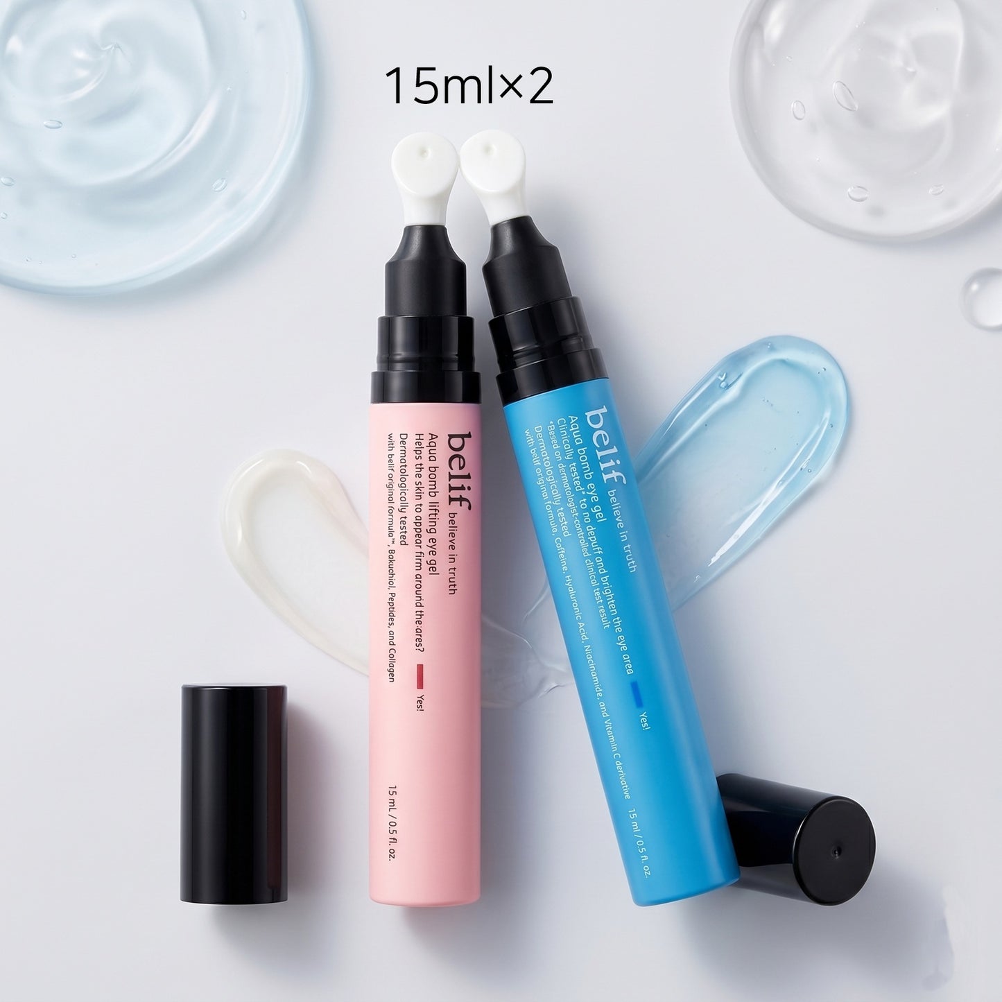 ビリーフ アクアボム アイジェル デュオ 15ml×2 水分アイジェル + リフティングアイジェル 2個セット 保湿 目元ケア 韓国コスメ