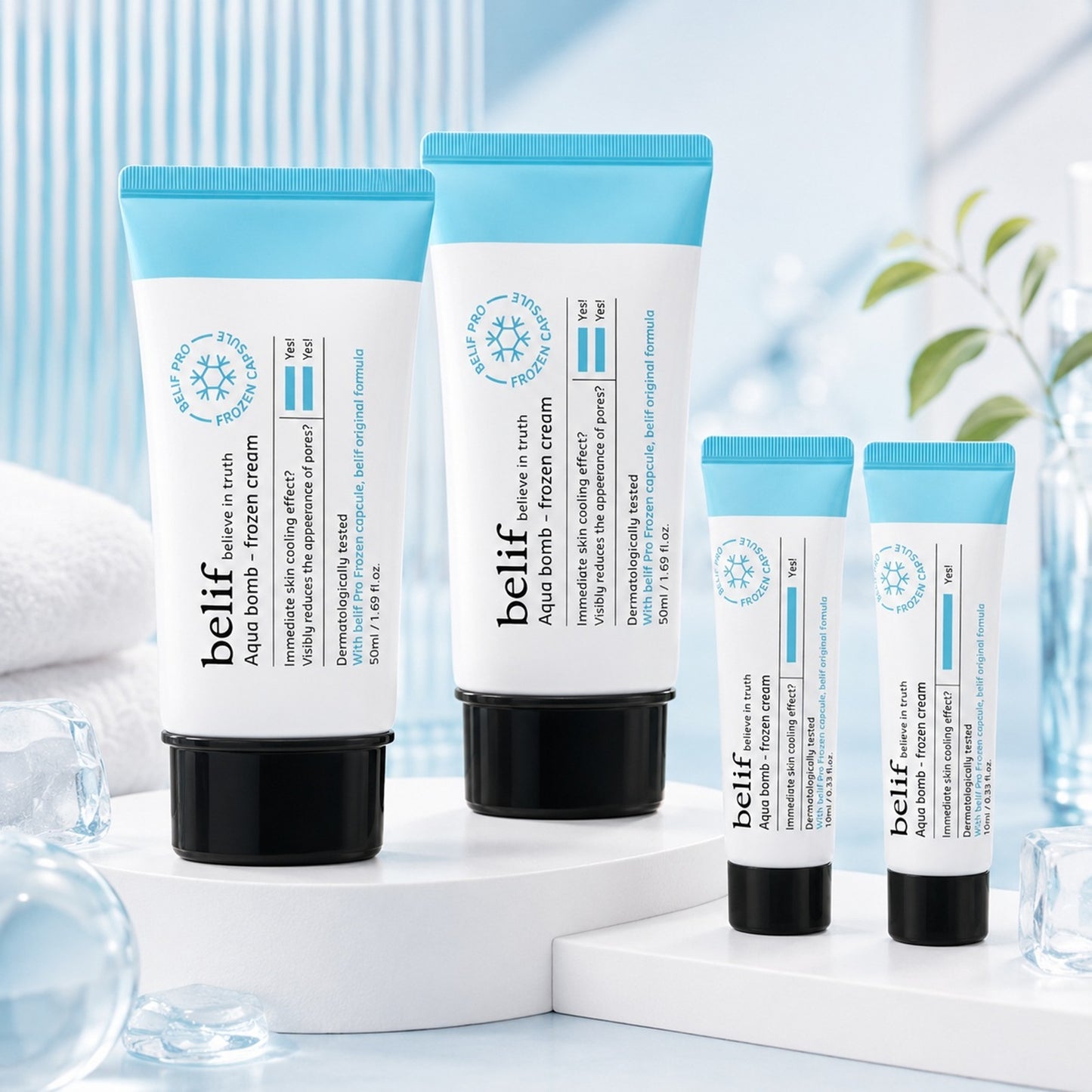 ビリーフ アクアボム フローズンクリーム 50ml×2 + 10ml×2 合計120ml セット 水分クリーム 保湿クリーム 韓国コスメ スキンケア 乾燥肌 ひんやり