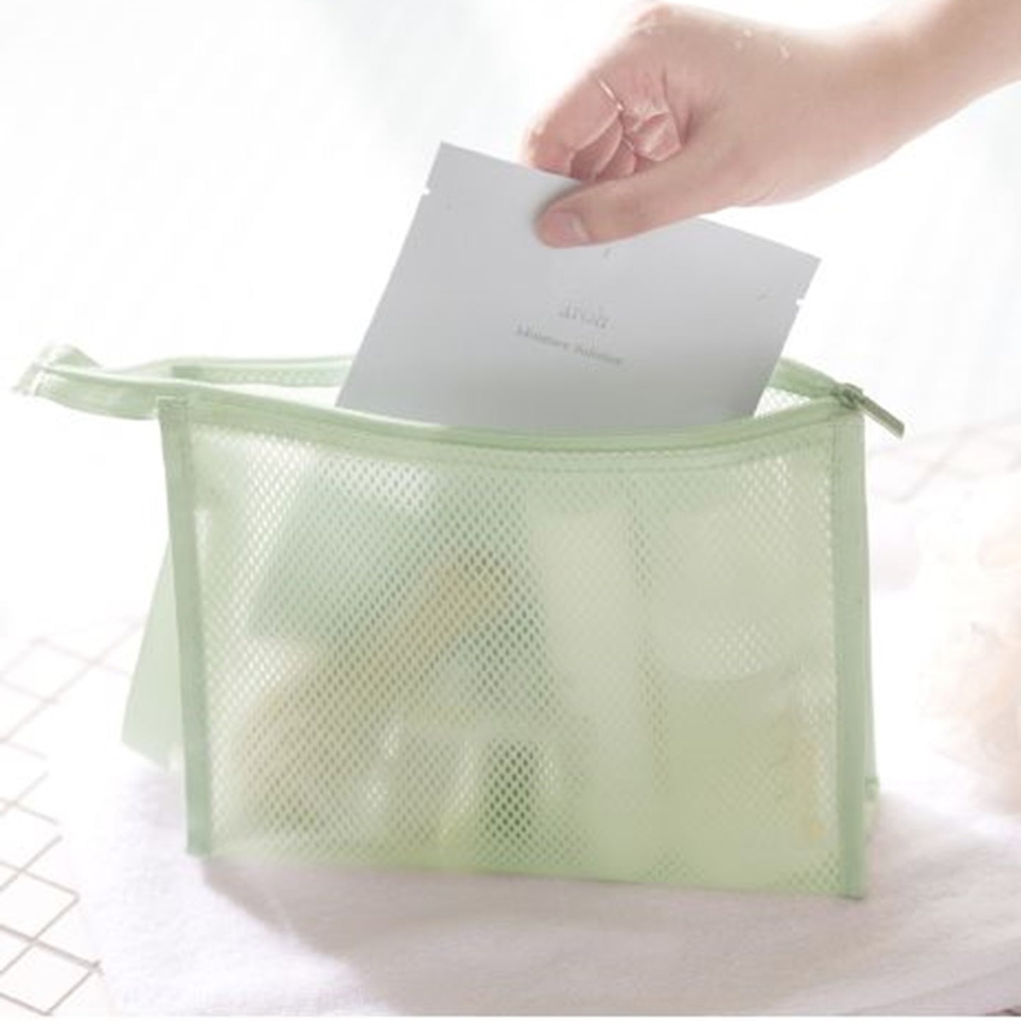 バイフルデザイン 韓国 旅行用 洗面用具 メッシュ ポーチ バッグ 化粧品ポーチ 水泳ポーチ 運動ポーチ バスポーチ ビーチバッグ