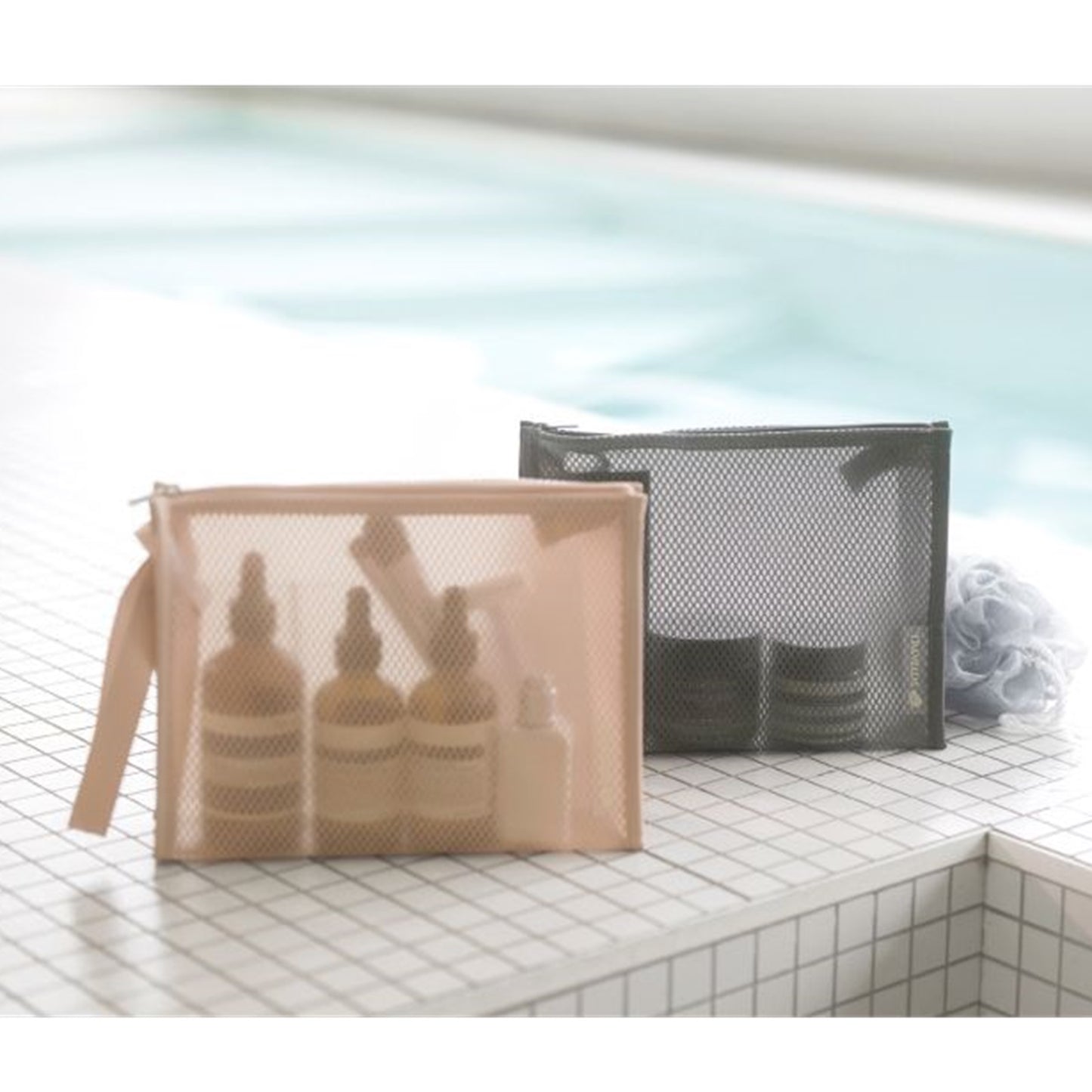 バイフルデザイン 韓国 旅行用 洗面用具 メッシュ ポーチ バッグ 化粧品ポーチ 水泳ポーチ 運動ポーチ バスポーチ ビーチバッグ