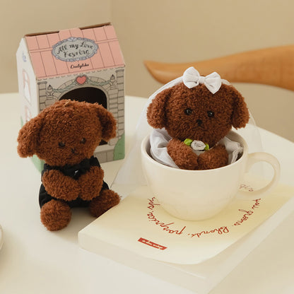 デイリーライク 韓国 カップル キーホルダー ぬいぐるみ ウェディング プードル 新郎新婦 結婚式 ギフト インテリア 小物 キーリング
