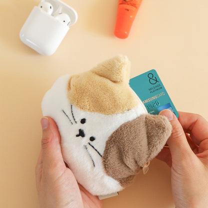 韓国 犬 猫 キャラクター ぬいぐるみ ポーチ キーリング付き 小物入れ ミニ財布 コインケース かわいい 全2種