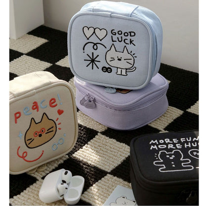ICONIC 韓国 ミニポーチ メイクポーチ 化粧ポーチ コスメポーチ 小物入れ 可愛い刺繍 巾着ポーチ メイクポーチ韓国 ポーチブランド