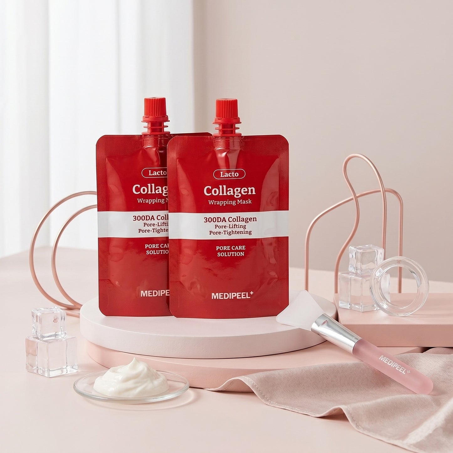 メディピール コラーゲン ラッピング マスク 100ml 2個 + シリコンブラシ 1個 セット はがすパック スリーピングパック ツヤ肌 ナイトケア スキンケア 韓国コスメ 正規品