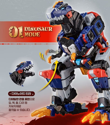 ミニ特攻隊 ミニフォース レックスカイザー 韓国 変形ロボットおもちゃ ティラノサウルスからロボットへ合体変形！ミニカー付き