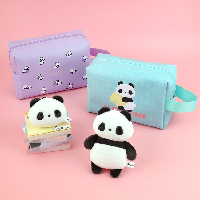パオラン 韓国 ビッグ ポーチ メイクポーチ 化粧ポーチ 大容量 かわいい パンダ キャラクター コスメポーチ 多機能化粧ポーチ 大容量 旅行用 日常用 2色展開 (パープル/ミント)