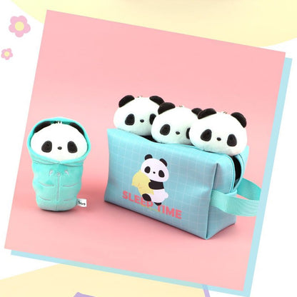 パオラン 韓国 ビッグ ポーチ メイクポーチ 化粧ポーチ 大容量 かわいい パンダ キャラクター コスメポーチ 多機能化粧ポーチ 大容量 旅行用 日常用 2色展開 (パープル/ミント)
