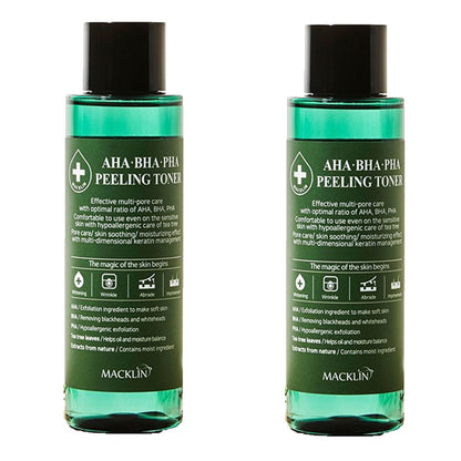 Macklin マクリーン AHA BHA PHA トナー 150ml×2本セット 韓国スキンケア ふき取り化粧水 化粧水セット 保湿 毛穴ケア トナー
