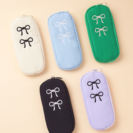 テーブルトーク 韓国 リボン刺繍 筆箱 ペンケース シンプル ペンポーチ 大容量 おしゃれ 中学生 高校生 女子向け 韓国文具 筆入れ