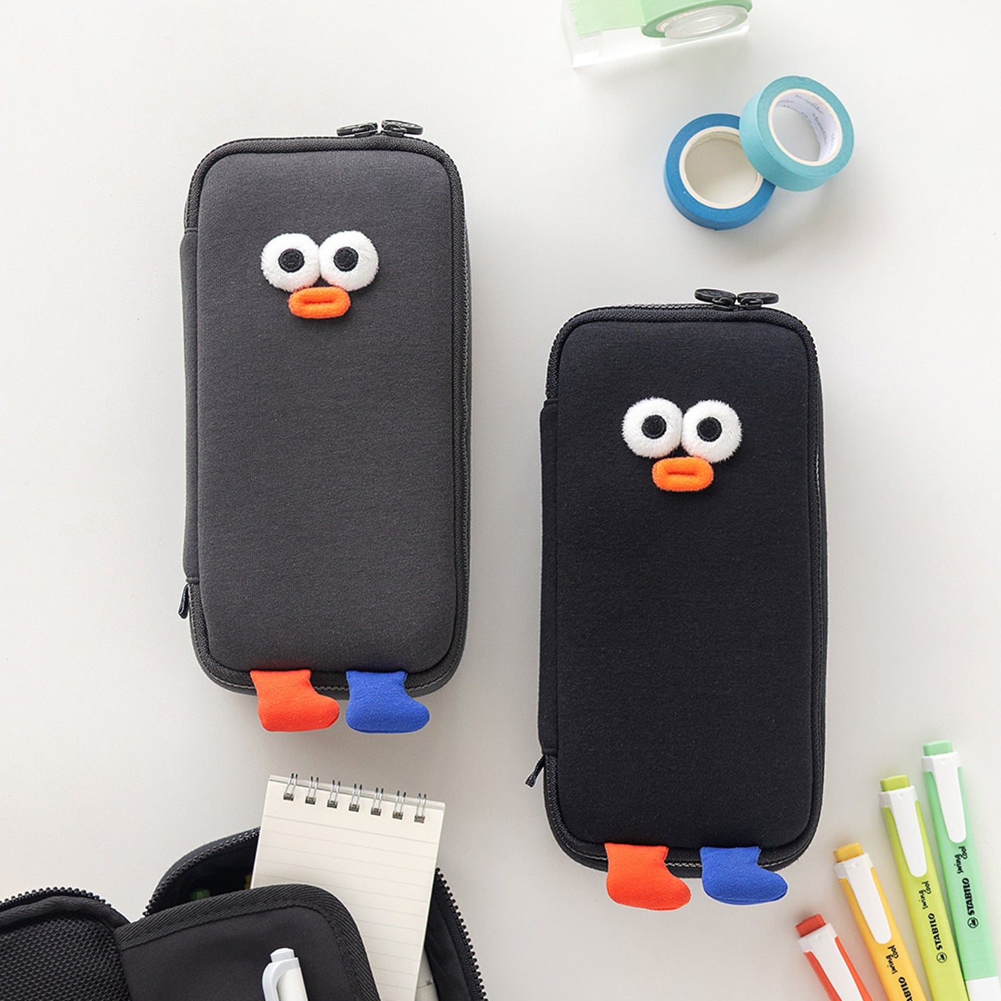 ブランチブラザー 2世代 ビッグ ペンケース ポムポム 筆箱 大容量 シンプル ペンポーチ ブラック チャコール