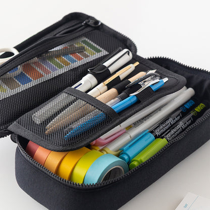 ブランチブラザー 2世代 ビッグ ペンケース ポムポム 筆箱 大容量 シンプル ペンポーチ ブラック チャコール