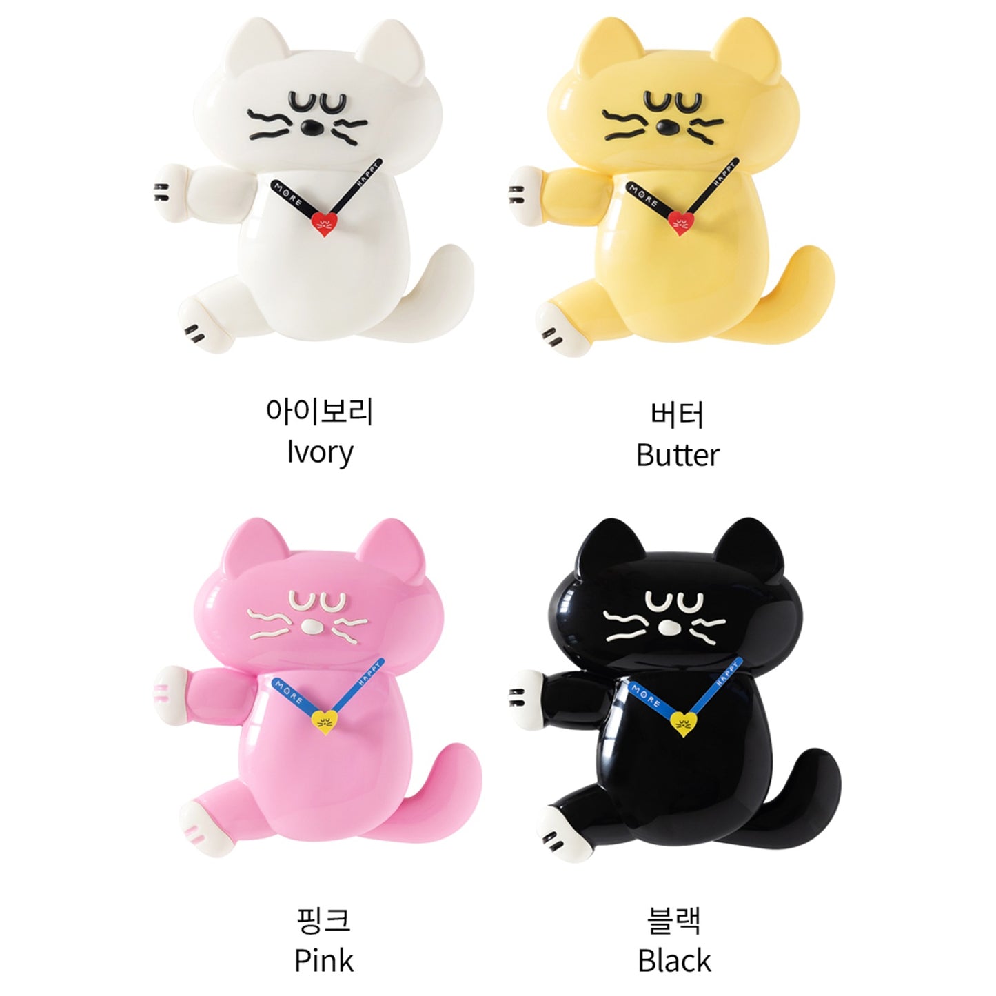 ブランチブラザー 韓国 猫 キャラクター 無音 壁掛け時計 掛け時計 時計 壁掛け 静音デザイン 軽量 秒針の音がしない時計 可愛 いインテリア