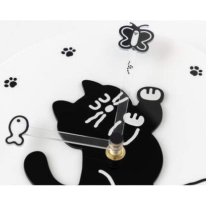 ブランチブラザー 韓国 猫 キャラクター 静音 壁掛け時計 モグリ インテリアクロック おしゃれ 23cm