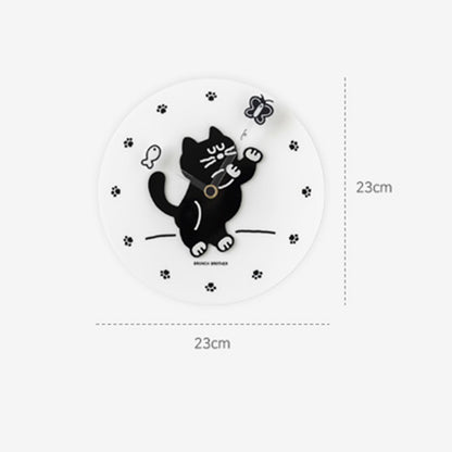 ブランチブラザー 韓国 猫 キャラクター 静音 壁掛け時計 モグリ インテリアクロック おしゃれ 23cm