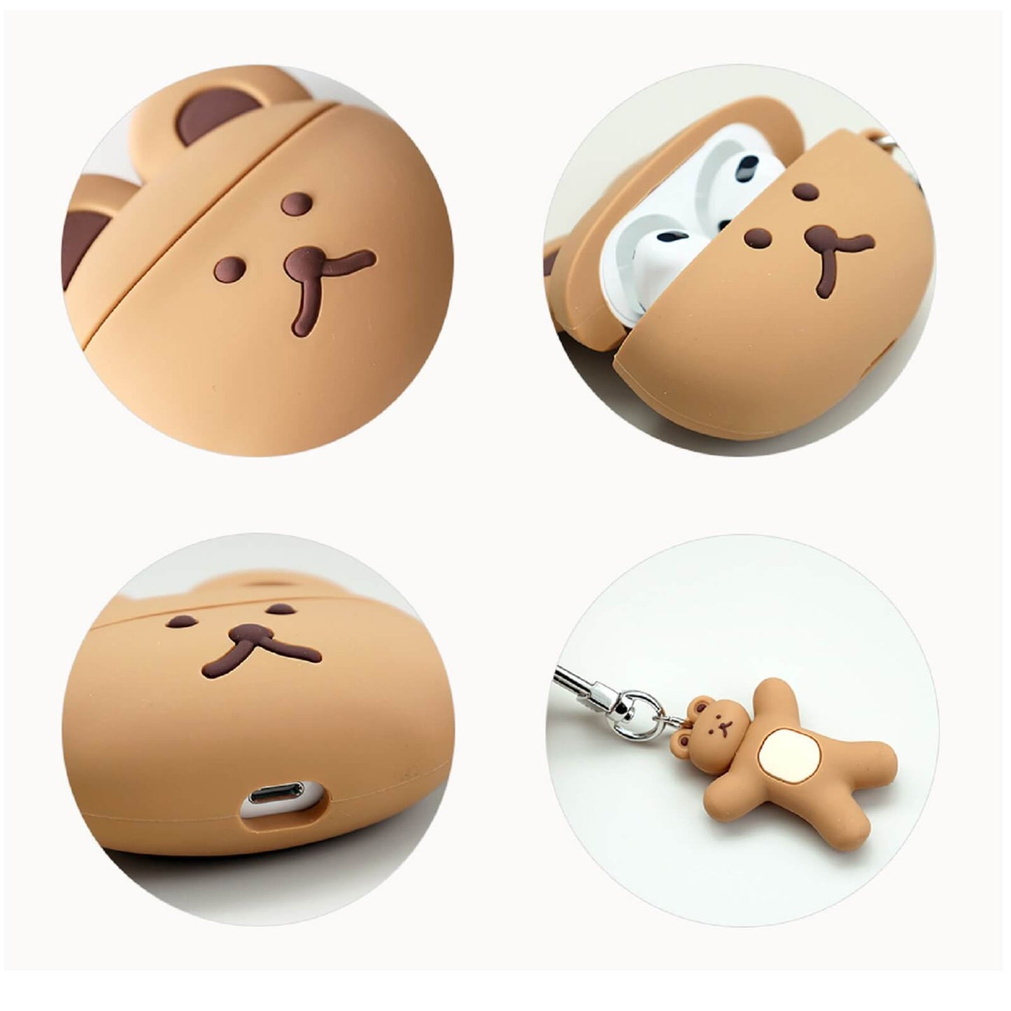 ドナトドナト韓国クマクッキーキャラクターイラスト AirPods 第3世代 互換シリコーンケースカバー