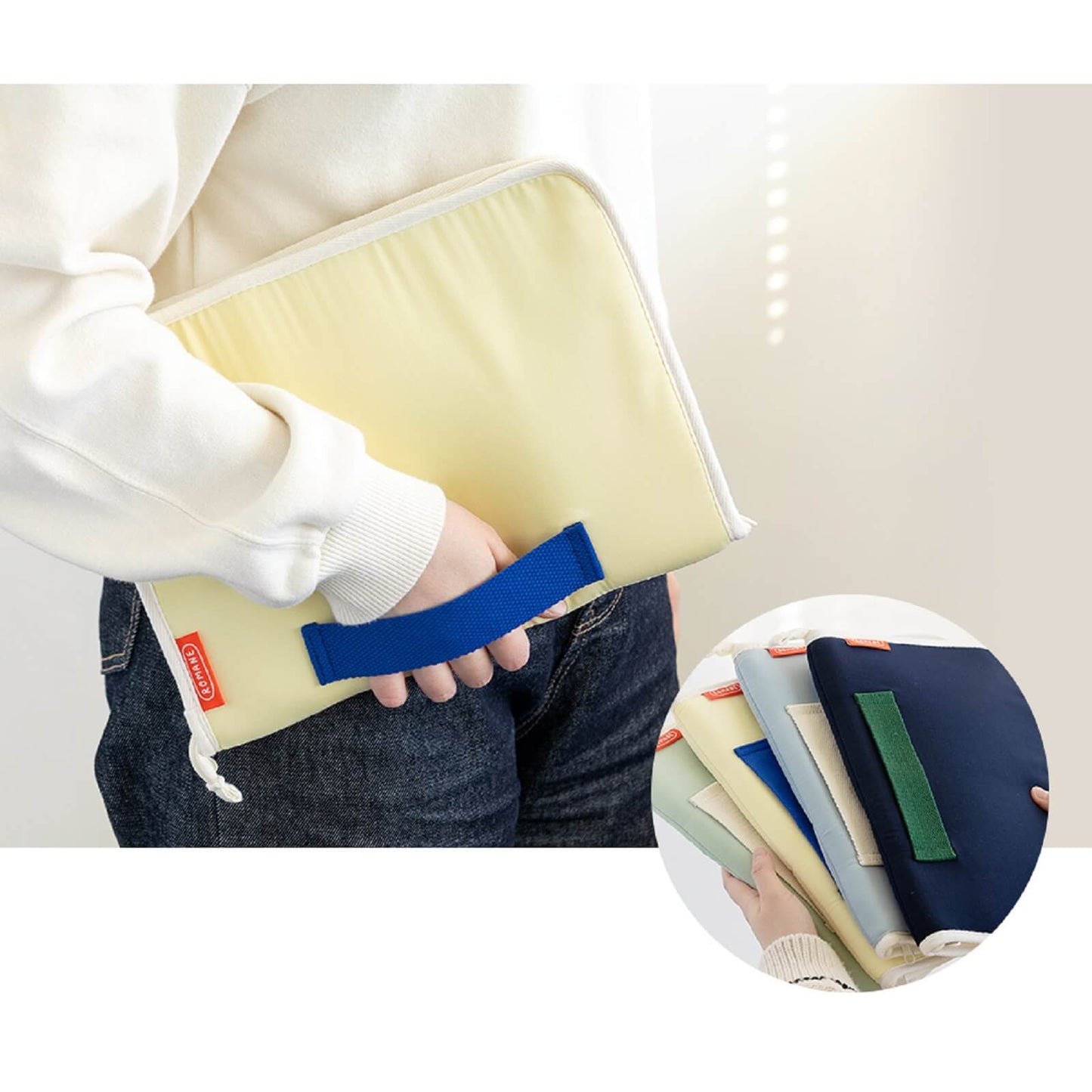ブランチブラザー韓国キャラクターイラストラベル iPad 11インチ互換タブレット ポーチケース 保護バッグ ハンドストラップスナップボタンパステルカラー