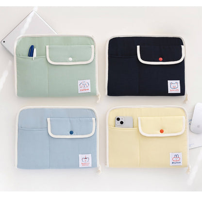 ブランチブラザー韓国キャラクターイラストラベル iPad 11インチ互換タブレット ポーチケース 保護バッグ ハンドストラップスナップボタンパステルカラー
