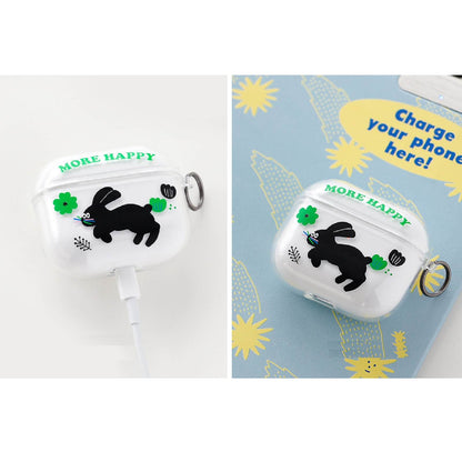 ロマネ リトルペーパー 韓国動物キャラクターイラスト透明 AirPods 第3世代 互換 TPU ケースカバー