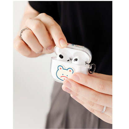 ロマネ リトルペーパー 韓国動物キャラクターイラスト透明 AirPods 第3世代 互換 TPU ケースカバー