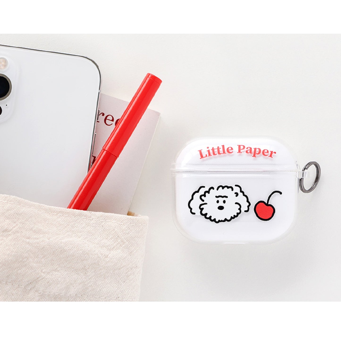 ロマネ リトルペーパー 韓国動物キャラクターイラスト透明 AirPods 第3世代 互換 TPU ケースカバー