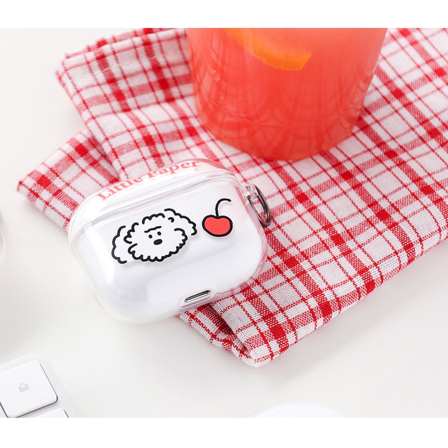 ロマネ リトルペーパー 韓国動物キャラクターイラスト透明 AirPods 第3世代 互換 TPU ケースカバー