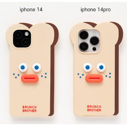 ブランチブラザー 食パンアヒル韓国立体キャラクターiPhone 14 iPhone 14 Pro互換シリコンケーススマートフォンケース