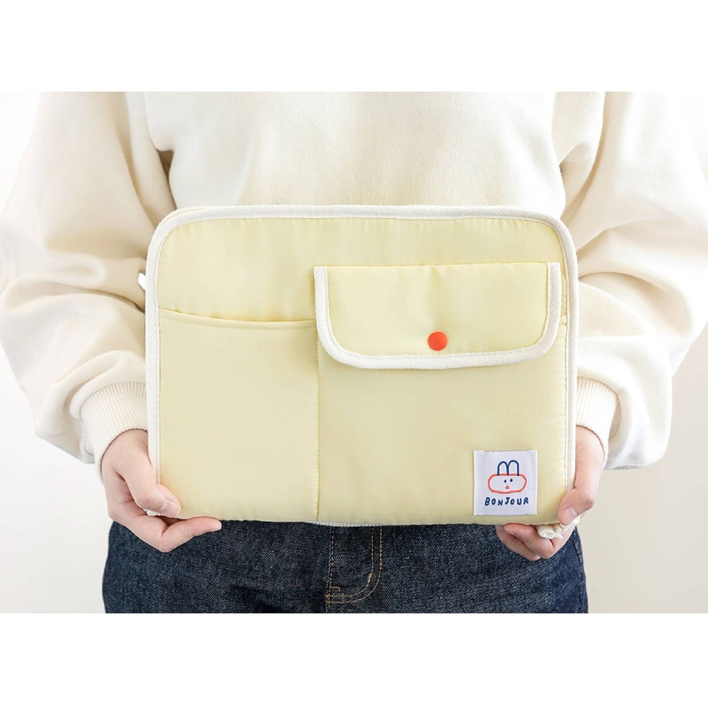 ブランチブラザー韓国キャラクターイラストラベル iPad 11インチ互換タブレット ポーチケース 保護バッグ ハンドストラップスナップボタンパステルカラー
