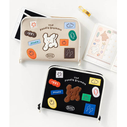 ブランチブラザー韓国子犬キャラクターイラストラベル iPad 11インチ互換タブレット ポーチケース 保護バッグ