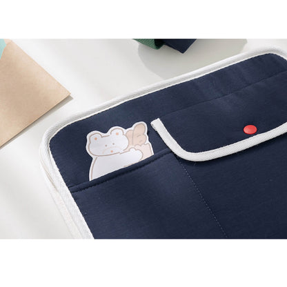 ブランチブラザー韓国キャラクターイラストラベル iPad 11インチ互換タブレット ポーチケース 保護バッグ ハンドストラップスナップボタンパステルカラー