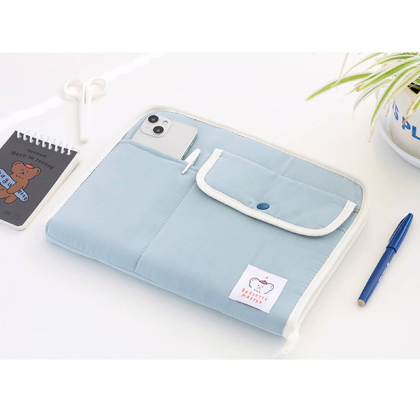 ブランチブラザー韓国キャラクターイラストラベル iPad 11インチ互換タブレット ポーチケース 保護バッグ ハンドストラップスナップボタンパステルカラー